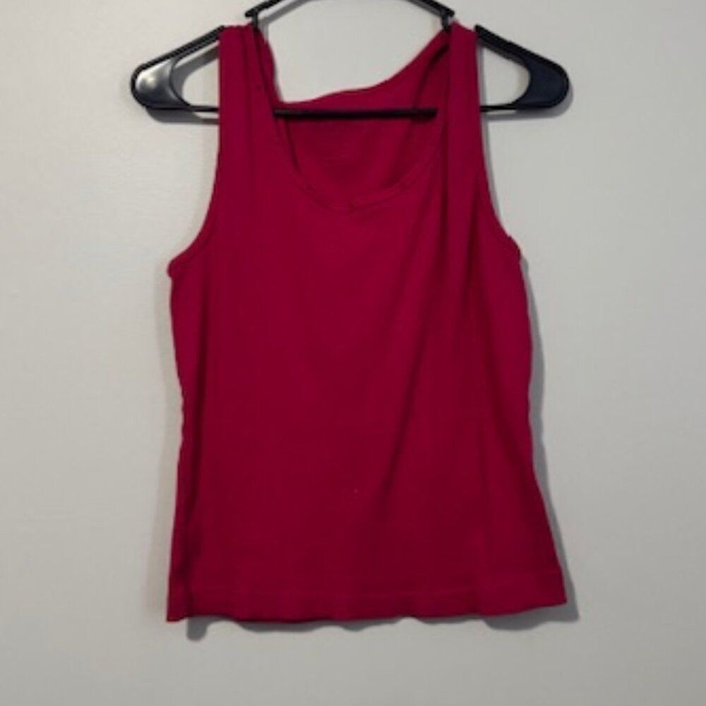 USED Woman's Faded Glory No Sleeve Tank Top Color Dark Pink Size Large